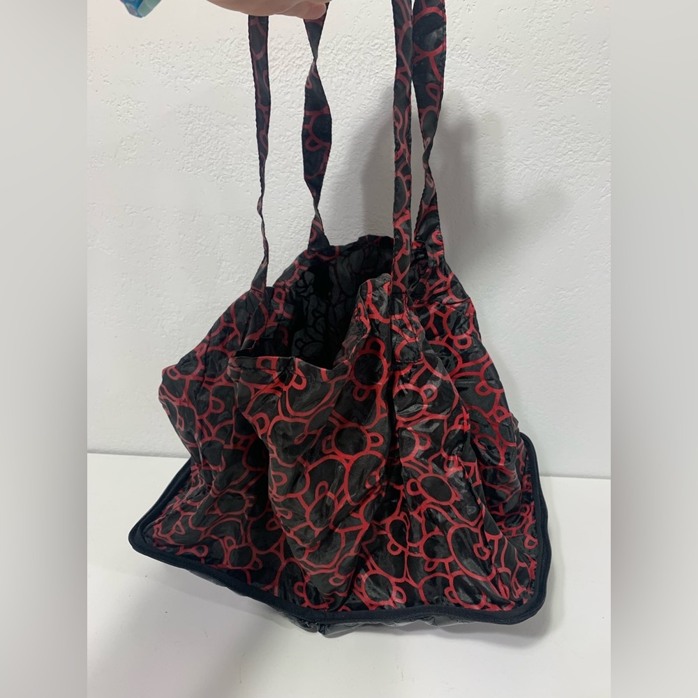 HELLO KITTY Packable Reusable Eco Nylon Tote shopping Bag black and red